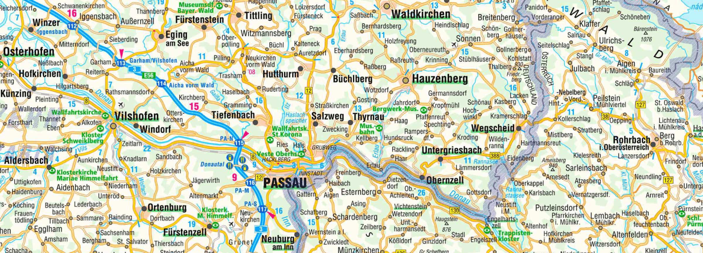 Map of Passau and region