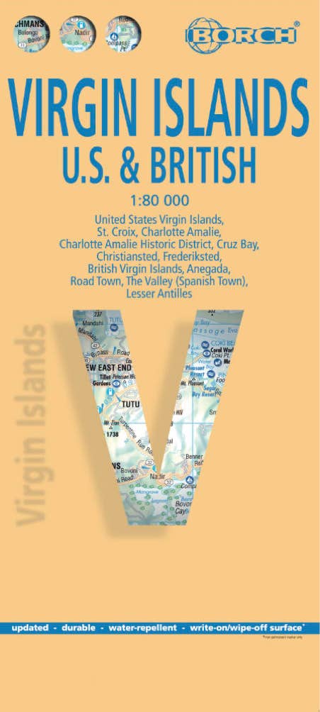 Borch Map of the Virgin Islands, Caribbean