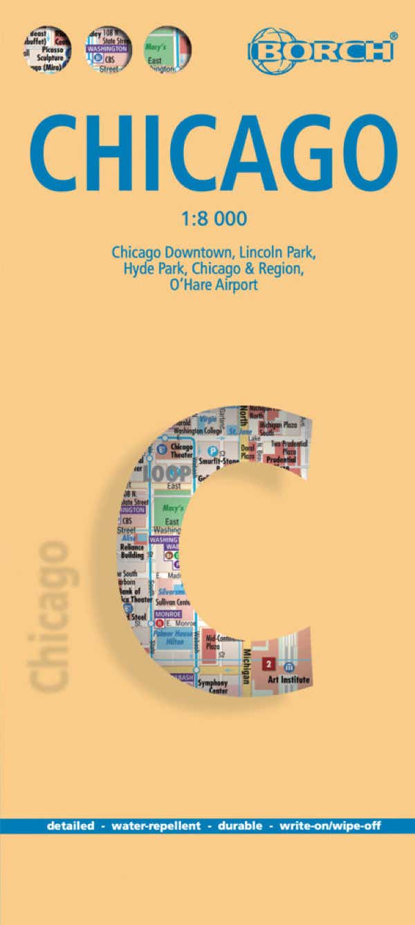 Borch Map von Chicago, Illinois, USA